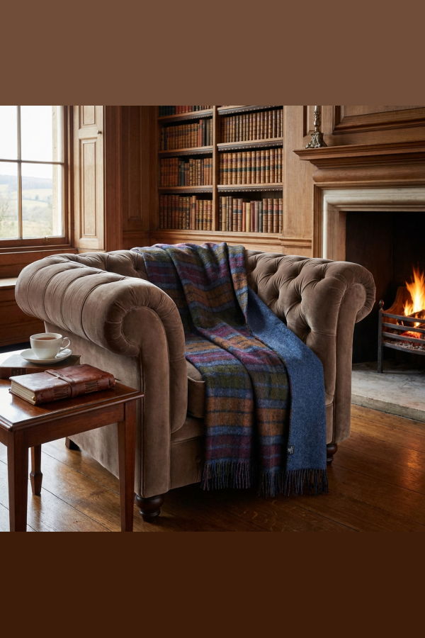 Prince of Scots Highland Tweeds Double Cloth Throw - Grey Buchanan