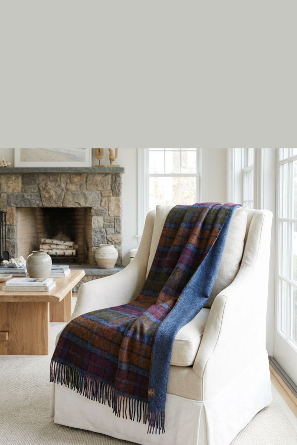 Prince of Scots Highland Tweeds Double Cloth Throw - Grey Buchanan