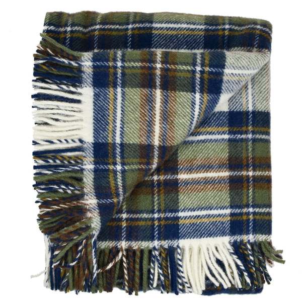 Prince of Scots Highland Tweeds Fluffy Throw - Muted Blue Dress Stewart