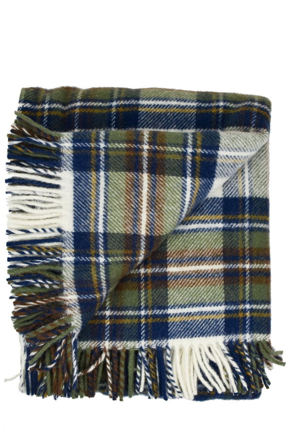 Prince of Scots Highland Tweeds Fluffy Throw - Muted Blue Dress Stewart