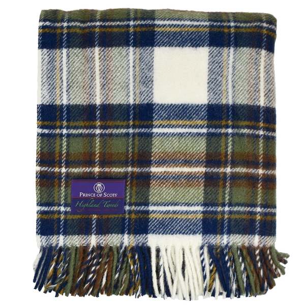 Prince of Scots Highland Tweeds Fluffy Throw - Muted Blue Dress Stewart