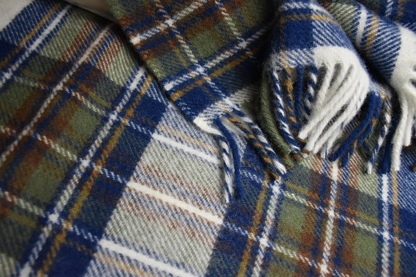Prince of Scots Highland Tweeds Fluffy Throw - Muted Blue Dress Stewart