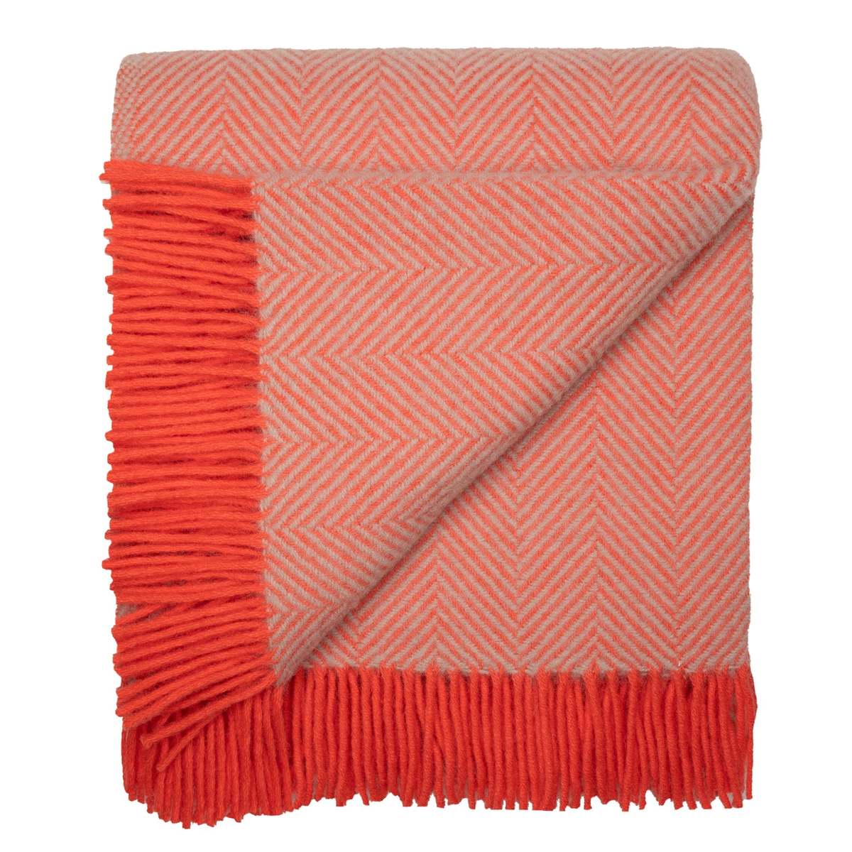 Prince of Scots Highland Tweeds Herringbone Pure New Wool Throw - Flamingo - Image 1 of 4