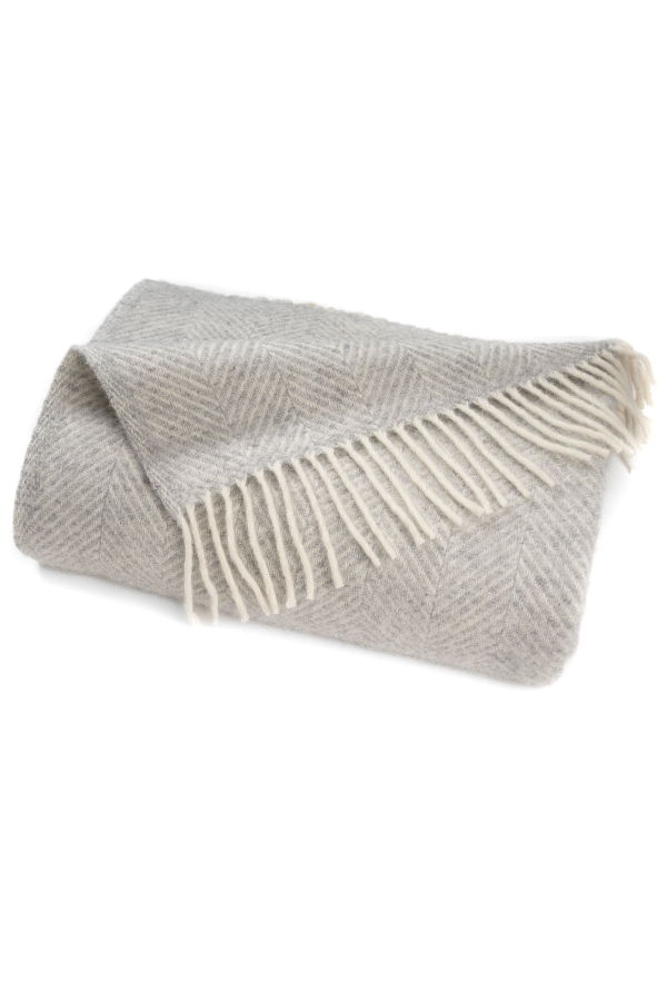 Prince of Scots Highland Tweeds Herringbone Pure New Wool Throw - Silver