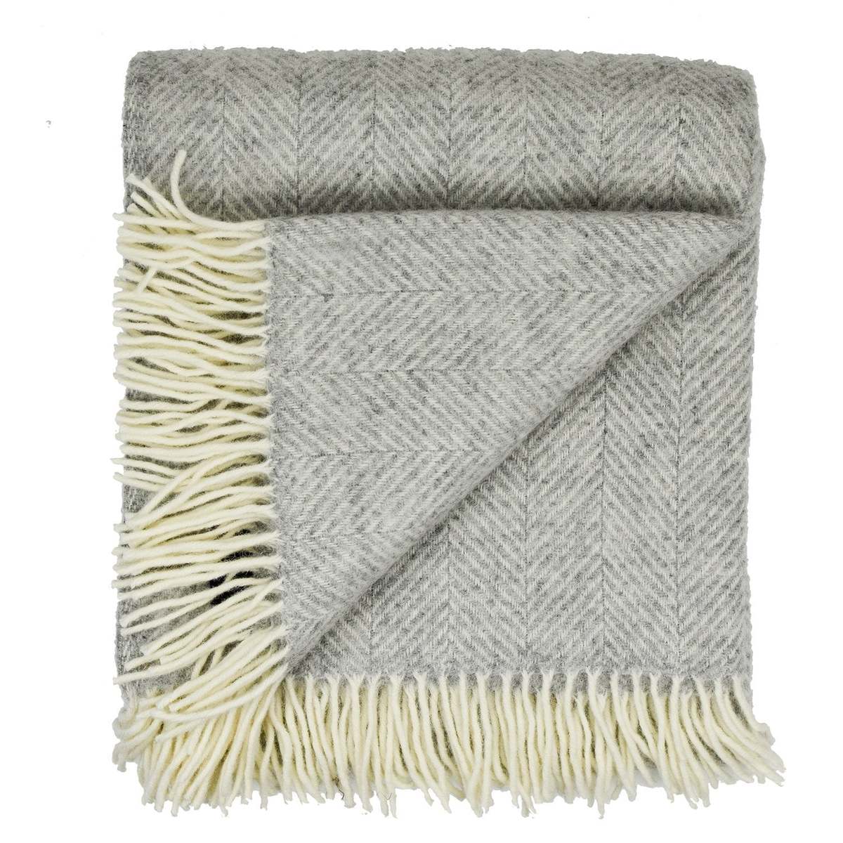 Prince of Scots Highland Tweeds Herringbone Pure New Wool Throw - Silver - Image 3 of 4
