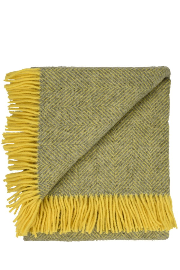 Prince of Scots Highland Tweeds Herringbone Pure New Wool Throw Blanket - Finch