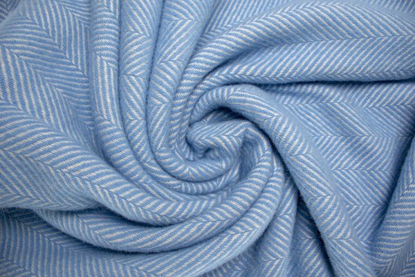 Prince of Scots Highland Tweeds Herringbone Pure New Wool Throw - Sky Blue