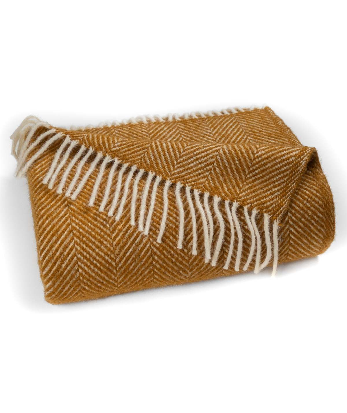 Prince of Scots Highland Tweeds Herringbone Pure New Wool Throw - Whiskey - Image 1 of 7