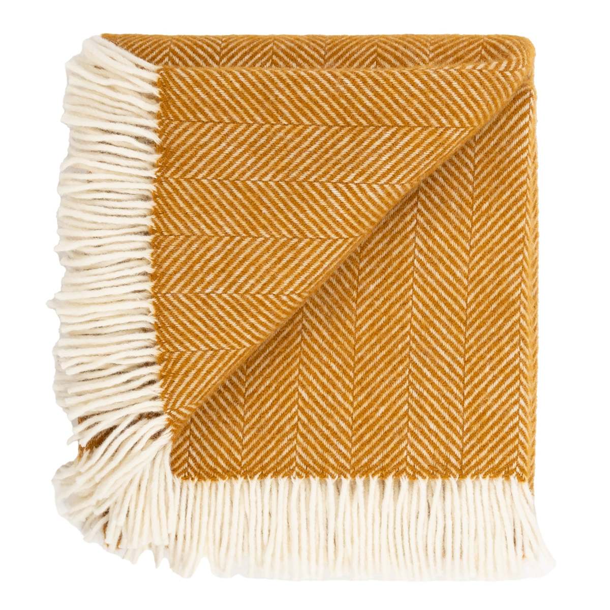 Prince of Scots Highland Tweeds Herringbone Pure New Wool Throw - Whiskey - Image 4 of 7