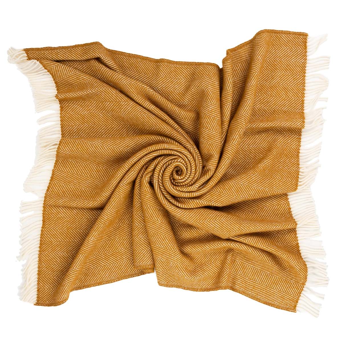 Prince of Scots Highland Tweeds Herringbone Pure New Wool Throw - Whiskey - Image 7 of 7