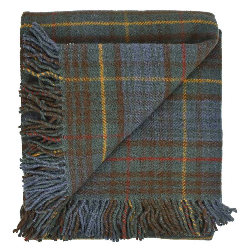 Prince of Scots Highland Tweeds New Wool Fluffy Throw - Antique Hunting Stewart