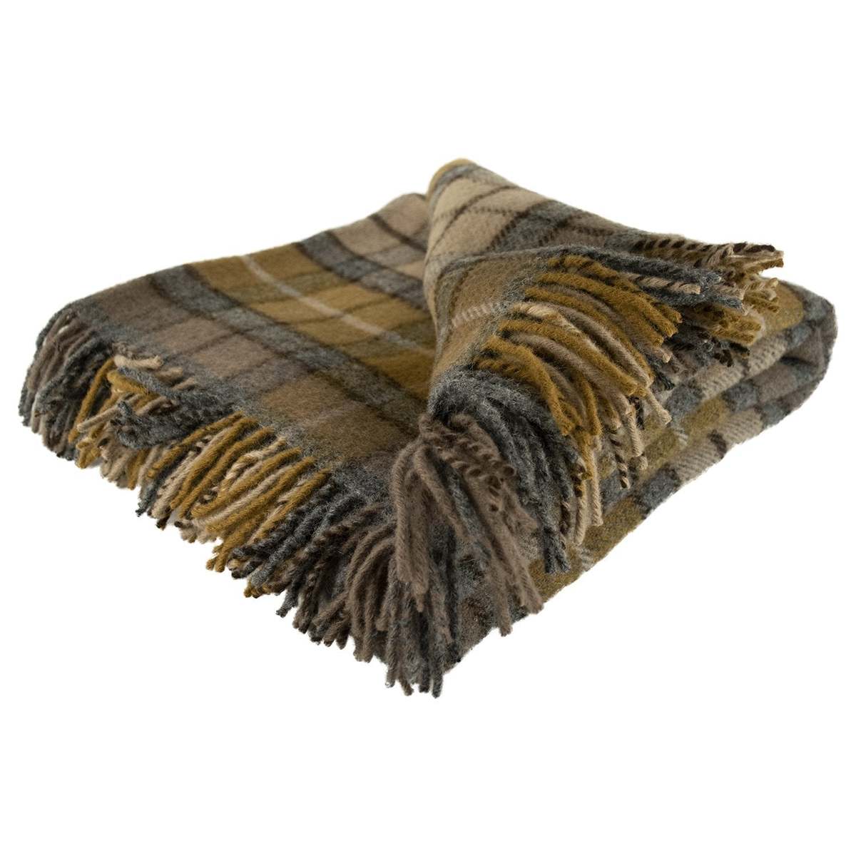 Prince of Scots Highland Tweeds Pure New Wool Fluffy Throw Blanket - Natural Buchanan - Image 2 of 8