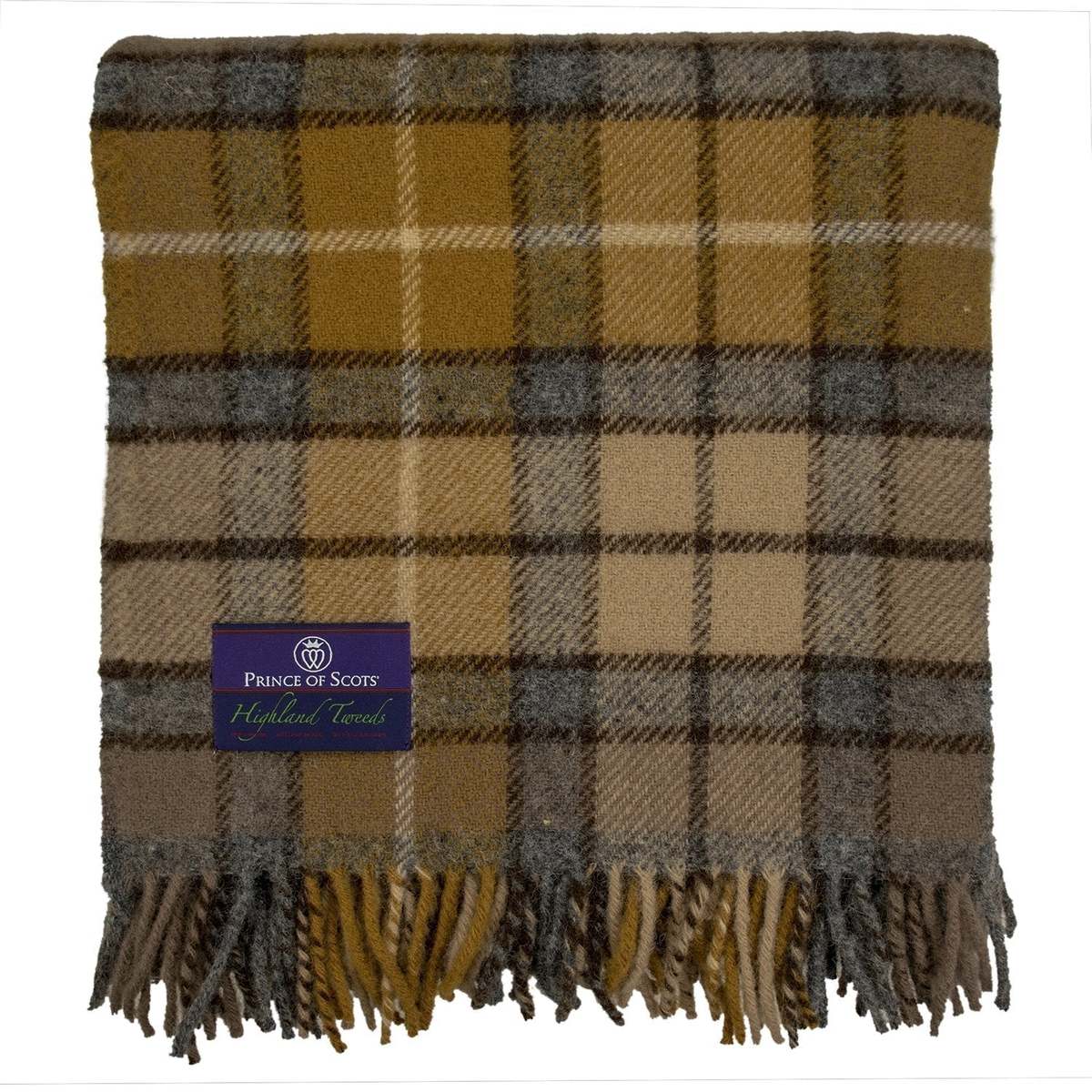 Prince of Scots Highland Tweeds Pure New Wool Fluffy Throw Blanket - Natural Buchanan - Image 7 of 8