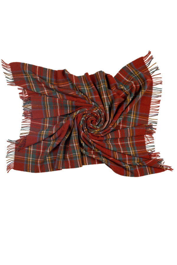 Prince of Scots Highland Tweeds Pure New Wool Fluffy Throw - Antique Royal Stewart