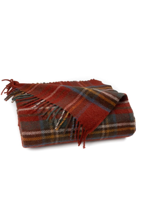 Prince of Scots Highland Tweeds Pure New Wool Fluffy Throw - Antique Royal Stewart
