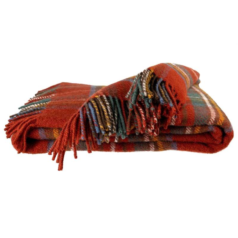 Prince of Scots Highland Tweeds Pure New Wool Fluffy Throw - Antique Royal Stewart