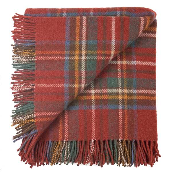 Prince of Scots Highland Tweeds Pure New Wool Fluffy Throw - Antique Royal Stewart