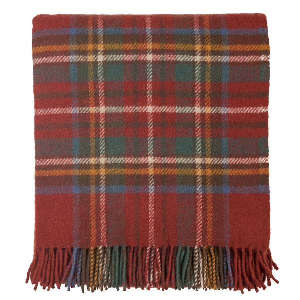 Prince of Scots Highland Tweeds Pure New Wool Fluffy Throw - Antique Royal Stewart