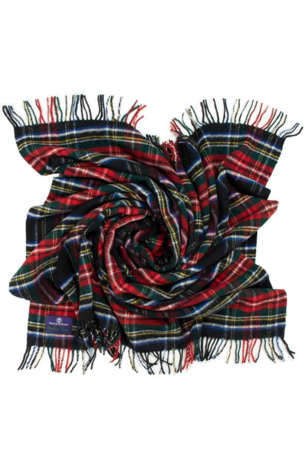 Prince of Scots Highland Tweeds Pure New Wool Fluffy Throw - Black Stewart