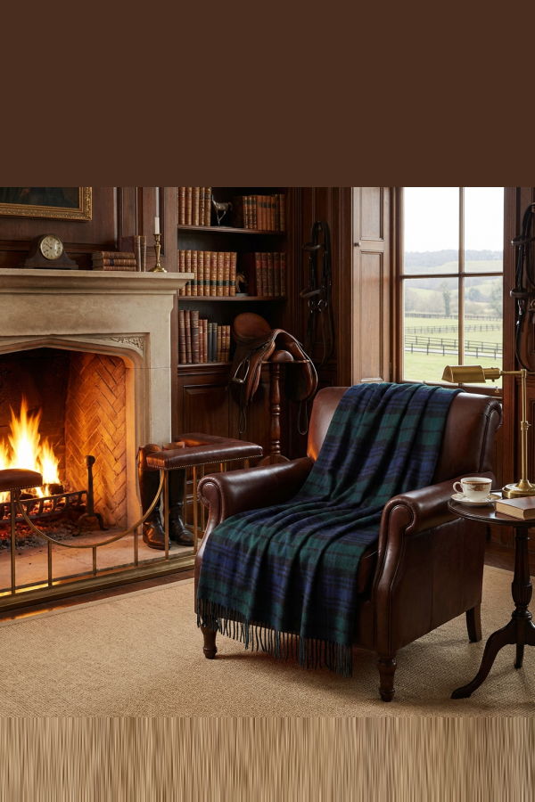 Prince of Scots Highland Tweeds Pure New Wool Fluffy Throw - Black Watch