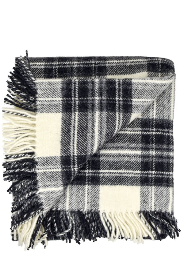 Prince of Scots Highland Tweeds Pure New Wool Fluffy Throw - Grey Dress Stewart