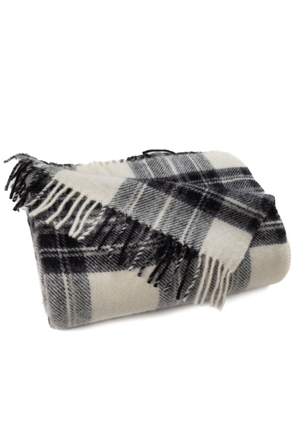 Prince of Scots Highland Tweeds Pure New Wool Fluffy Throw - Grey Dress Stewart