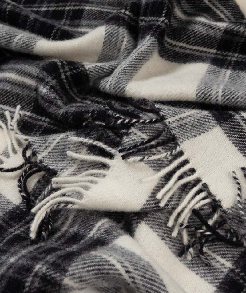 Prince of Scots Highland Tweeds Pure New Wool Fluffy Throw - Grey Dress Stewart