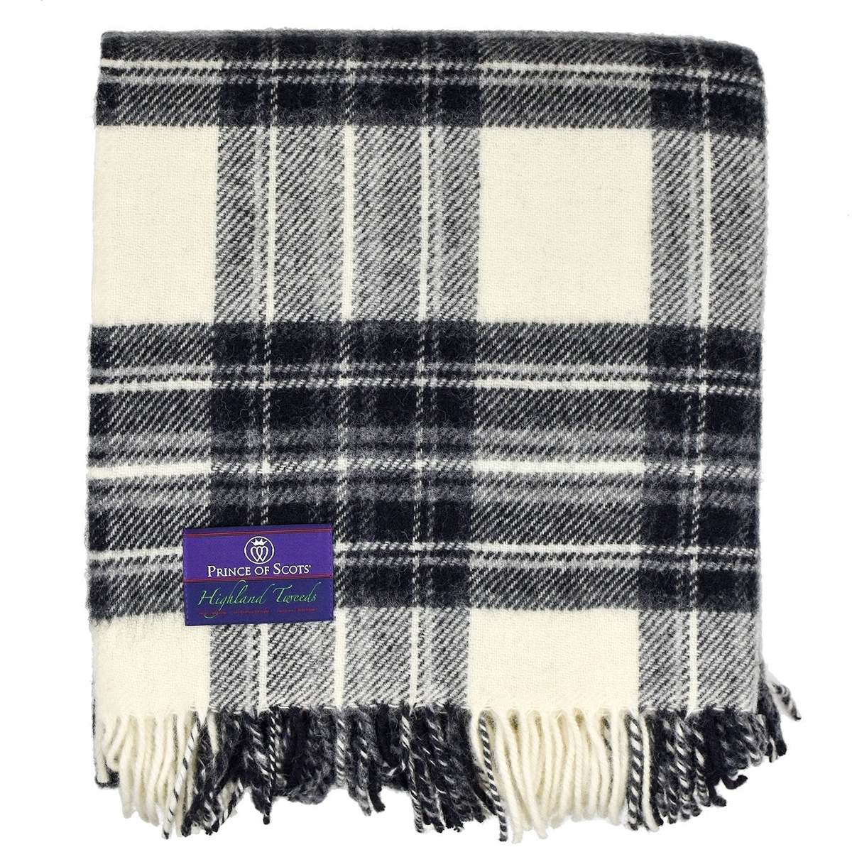 Prince of Scots Highland Tweeds Pure New Wool Fluffy Throw - Grey Dress Stewart - Image 4 of 5