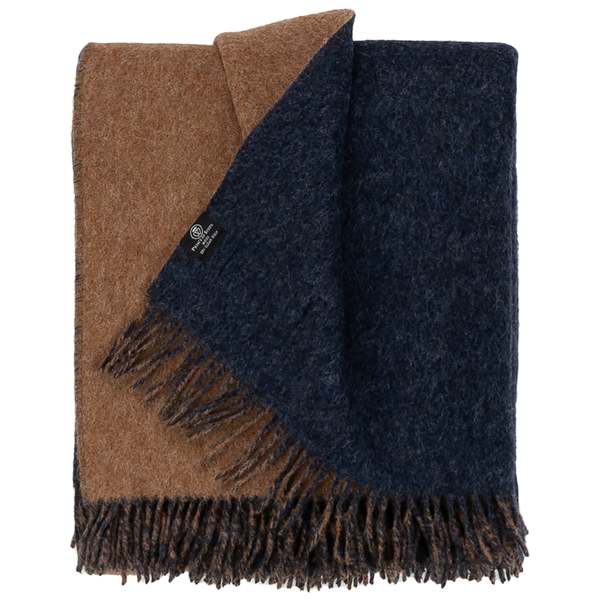 Prince of Scots Highland Tweeds Reversible Double Cloth Throw - Charcoal/Camel