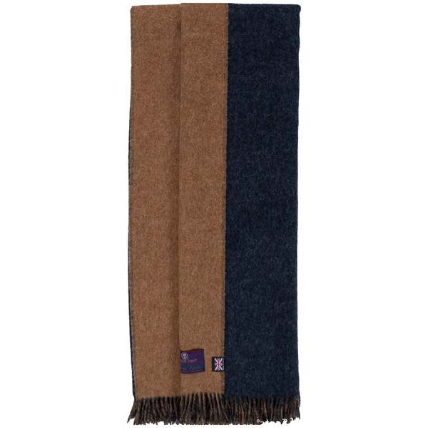 Prince of Scots Highland Tweeds Reversible Double Cloth Throw - Charcoal/Camel