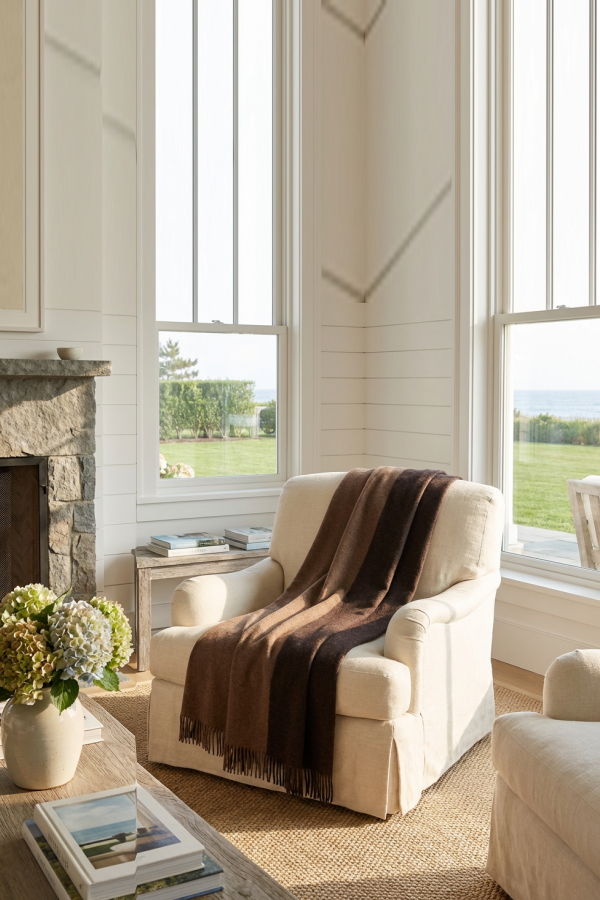 Prince of Scots Highland Tweeds Reversible Double Cloth Throw - Mocha/Brown