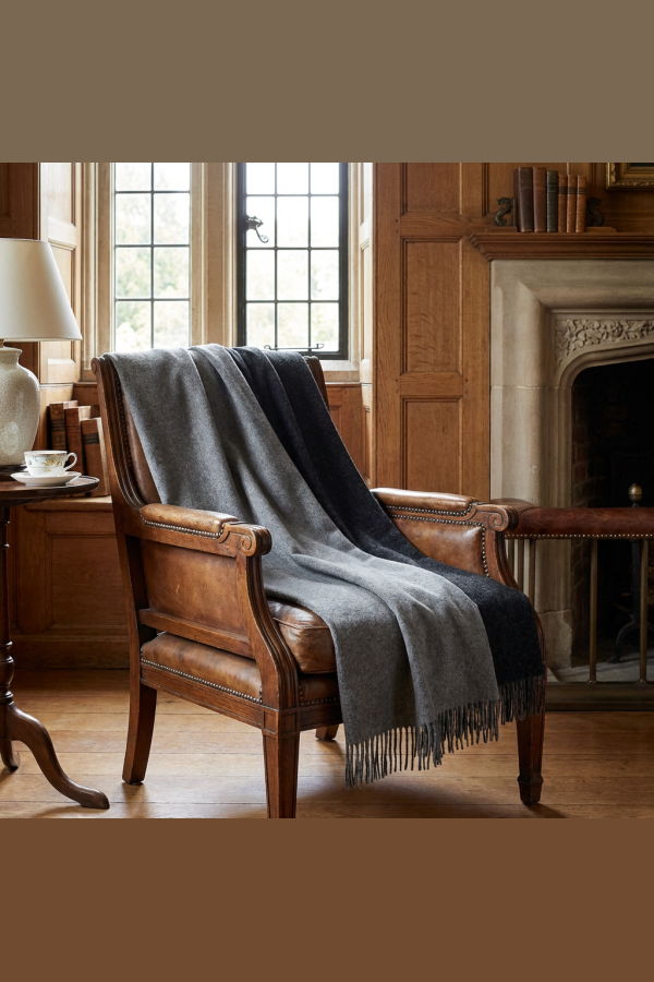 Prince of Scots Highland Tweeds Reversible Double Cloth Throw - Silver