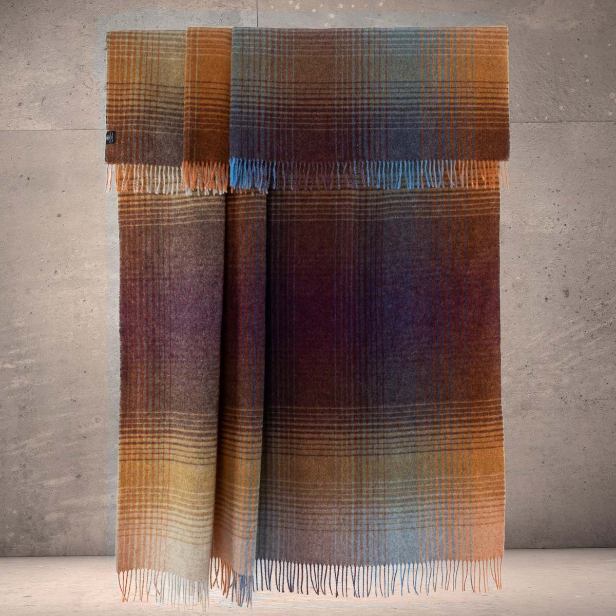 Prince of Scots Highland Tweeds Shetland Lambswool Throw - Ombre Burgundy - Image 1 of 10