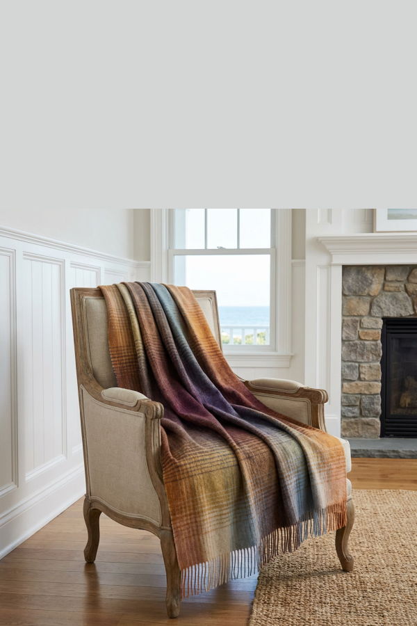 Prince of Scots Highland Tweeds Shetland Lambswool Throw - Ombre Burgundy