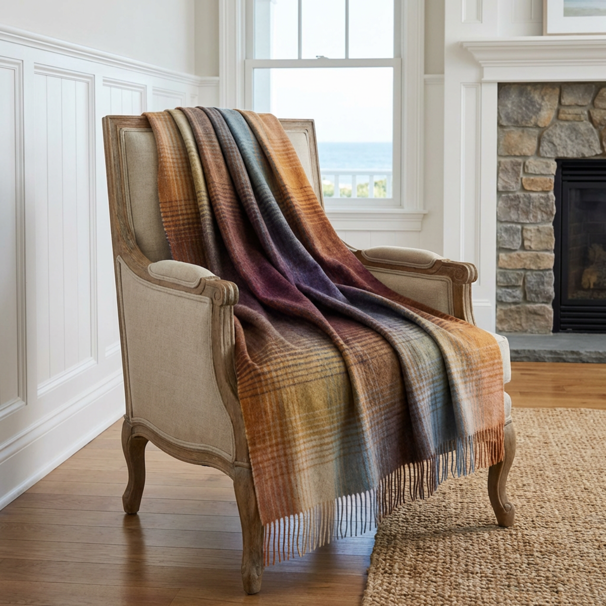 Prince of Scots Highland Tweeds Shetland Lambswool Throw - Ombre Burgundy - Image 2 of 10