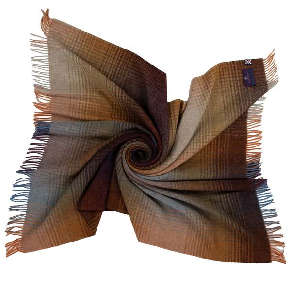 Prince of Scots Highland Tweeds Shetland Lambswool Throw - Ombre Burgundy