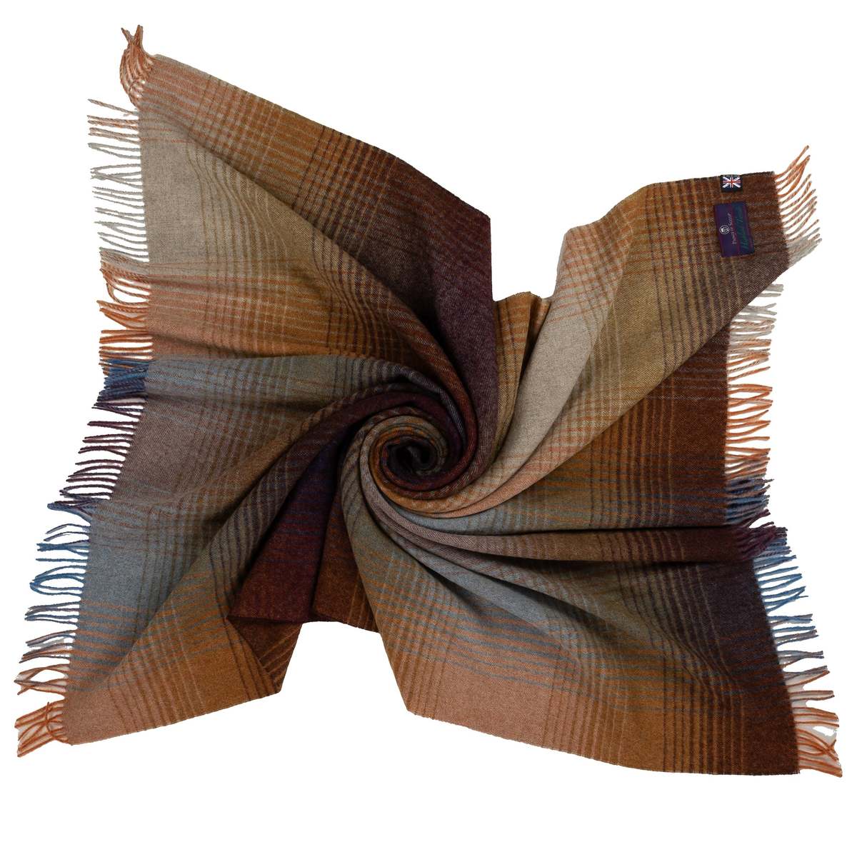 Prince of Scots Highland Tweeds Shetland Lambswool Throw - Ombre Burgundy - Image 6 of 10