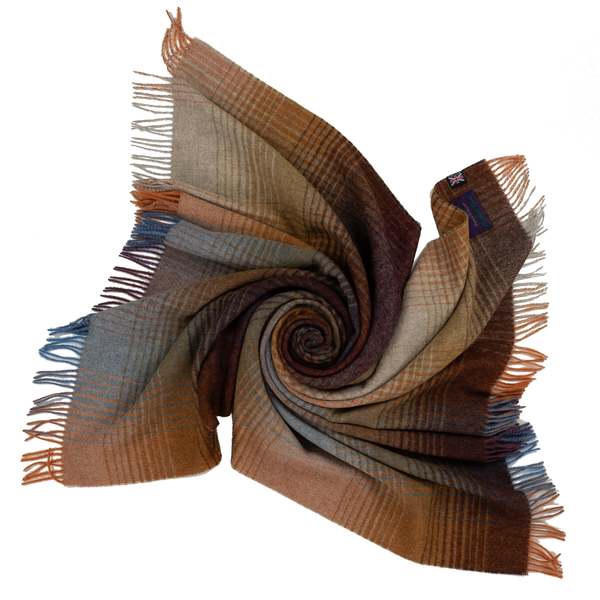 Prince of Scots Highland Tweeds Shetland Lambswool Throw - Ombre Burgundy