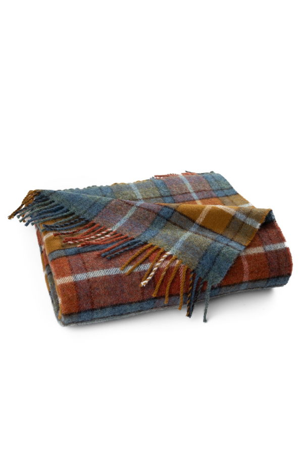 Prince of Scots Highland Tweeds Shetland Lambswool Throw - Antique Buchanan