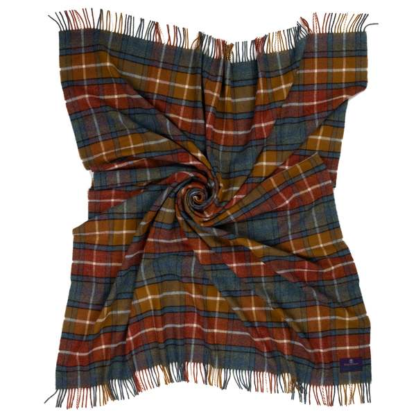 Prince of Scots Highland Tweeds Shetland Lambswool Throw - Antique Buchanan