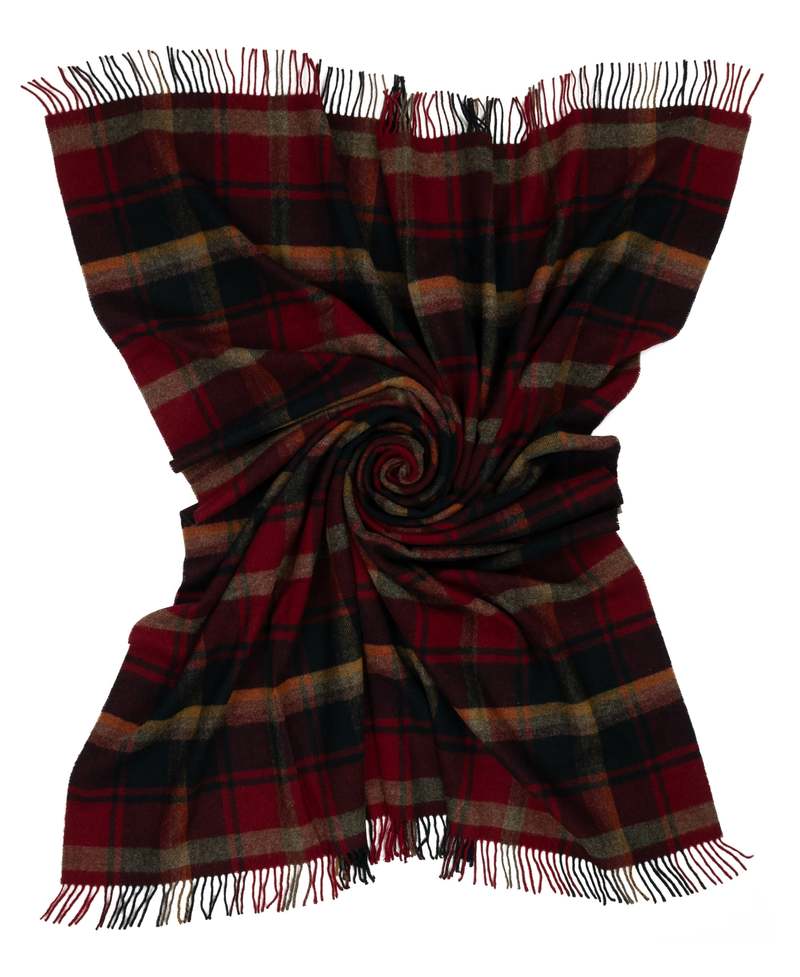 Prince of Scots Highland Tweeds Shetland Lambswool Throw - Dark Maple