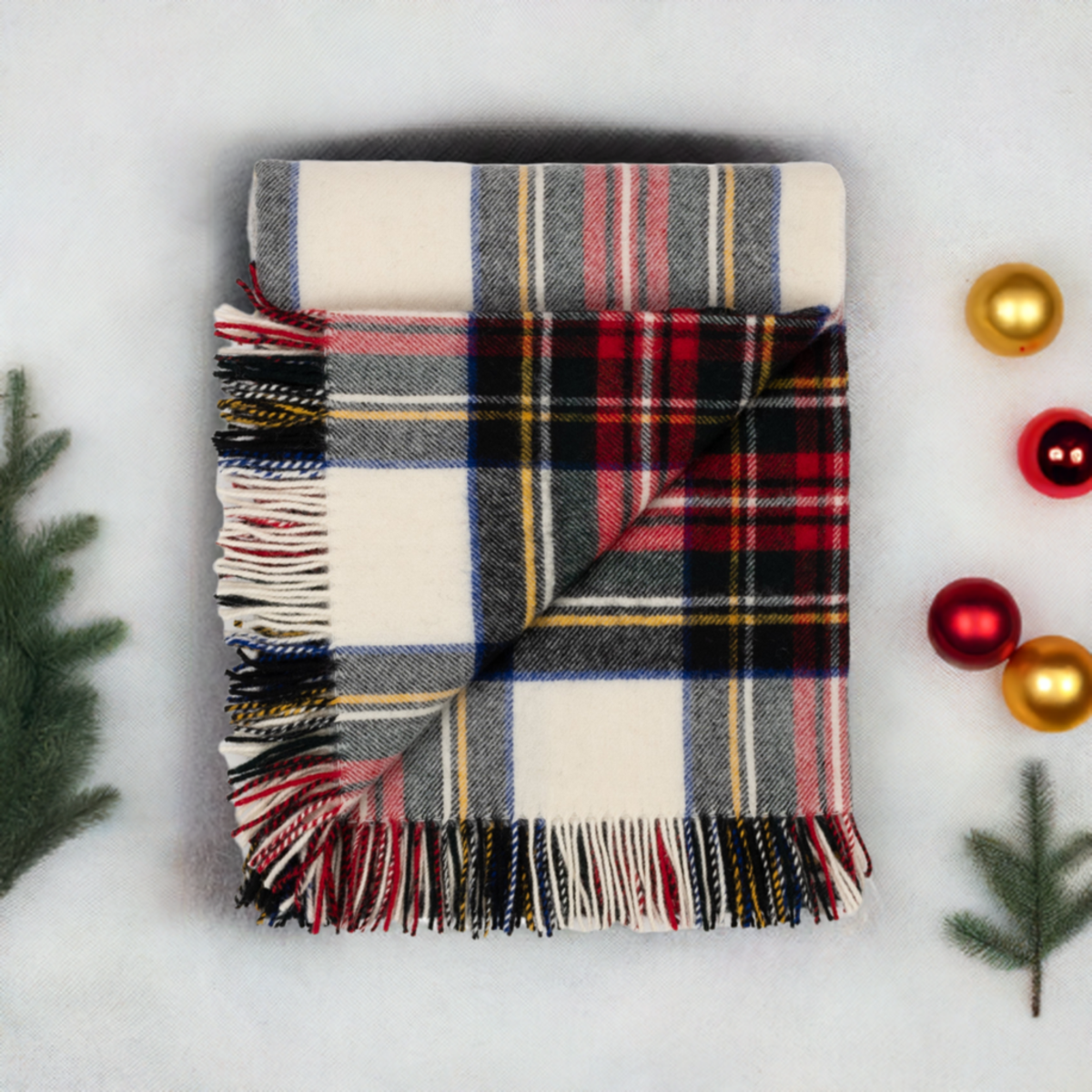 Prince of Scots Highland Tweeds Shetland Lambswool Throw - Dress Stewart - Image 2 of 8