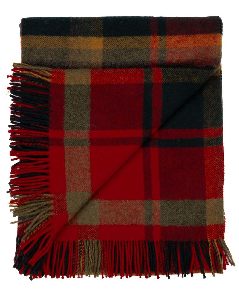 Prince of Scots Highland Tweeds Shetland Lambswool Throw - Red Maple