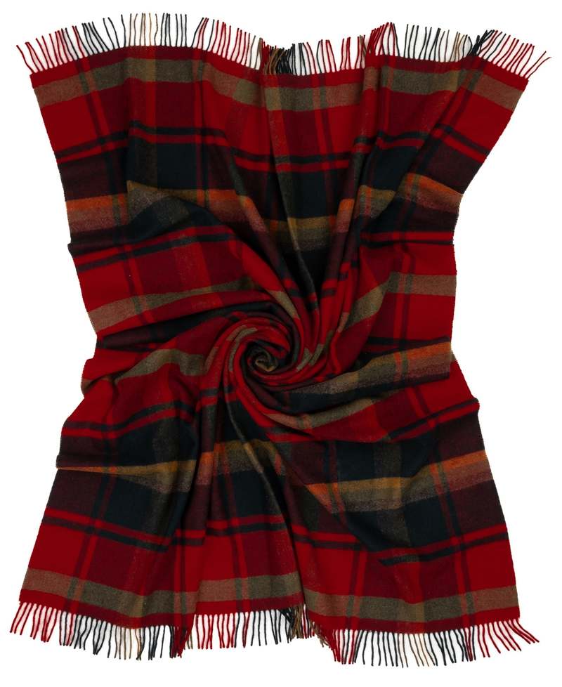 Prince of Scots Highland Tweeds Shetland Lambswool Throw - Red Maple