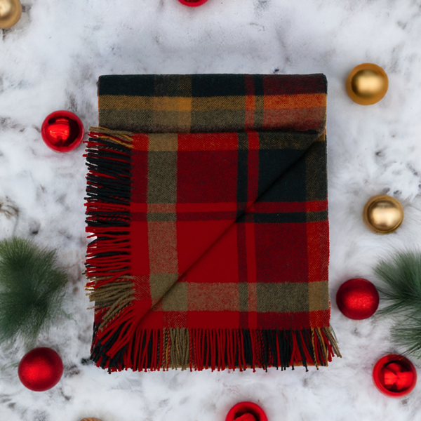 Prince of Scots Highland Tweeds Shetland Lambswool Throw - Red Maple