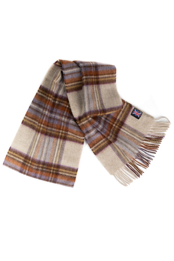 Prince of Scots Fringed Merino Wool Scarf - Camel