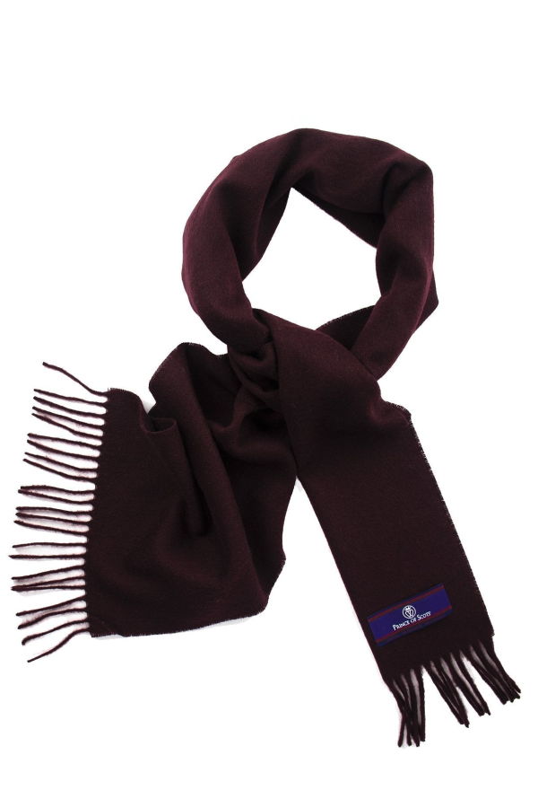 Prince of Scots Fringed Merino Lambswool Scarf - Merlot