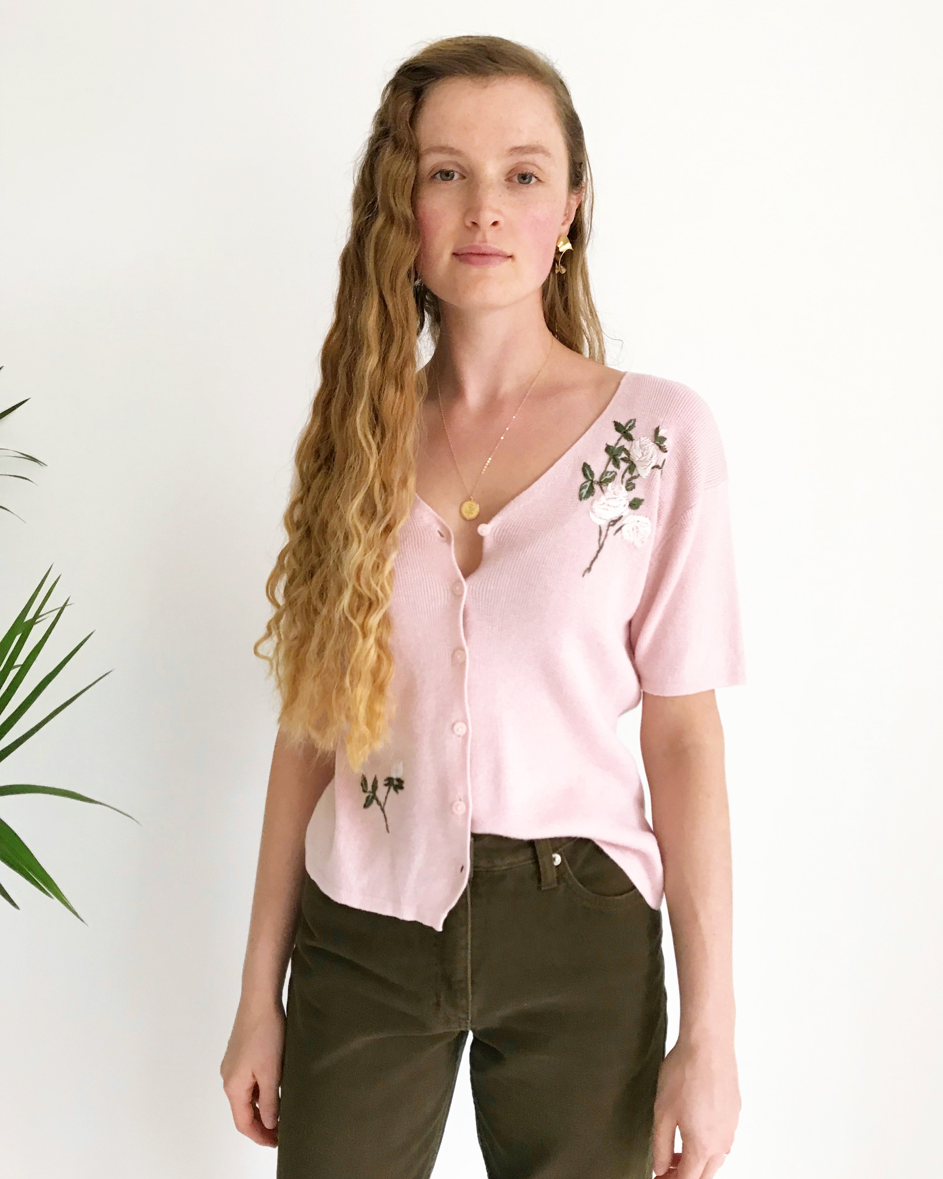 VINTAGE Rose Embroidered Cardigan Garmentory