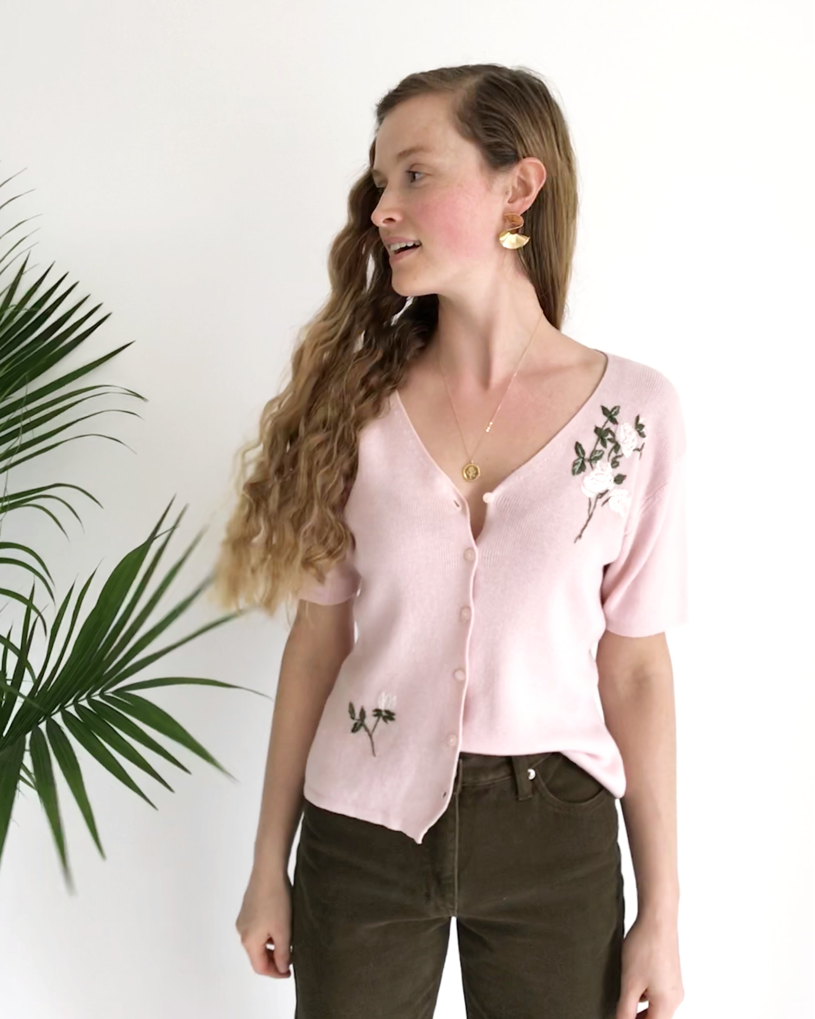 womens rose cardigan