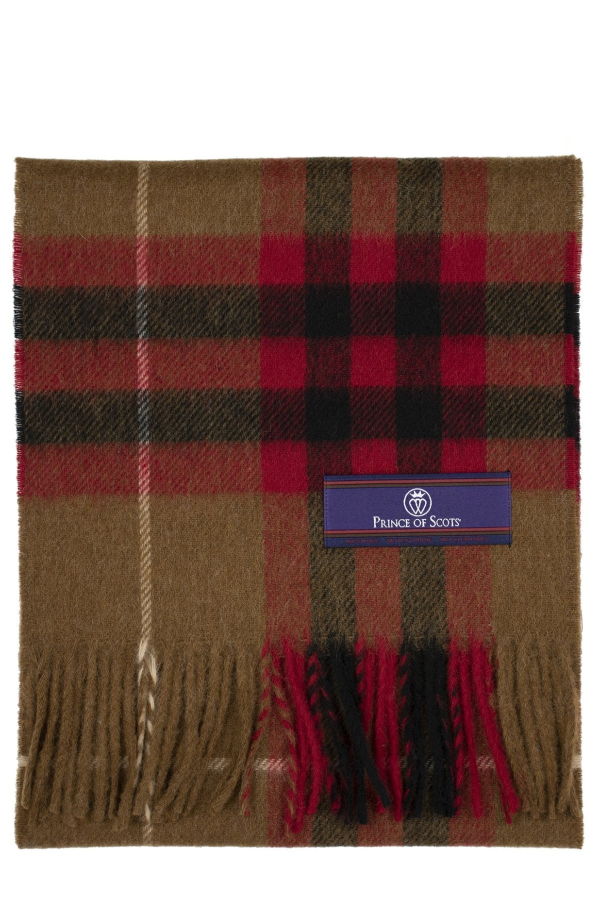 Prince of Scots Heritage Plaid Fringed Merino Wool Scarf - Camel